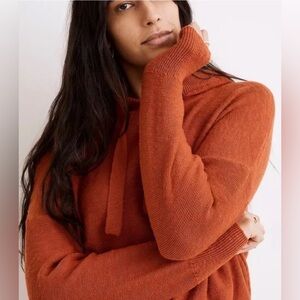 Madewell Orange Cotton Knit Hoodie Sweater Size XL